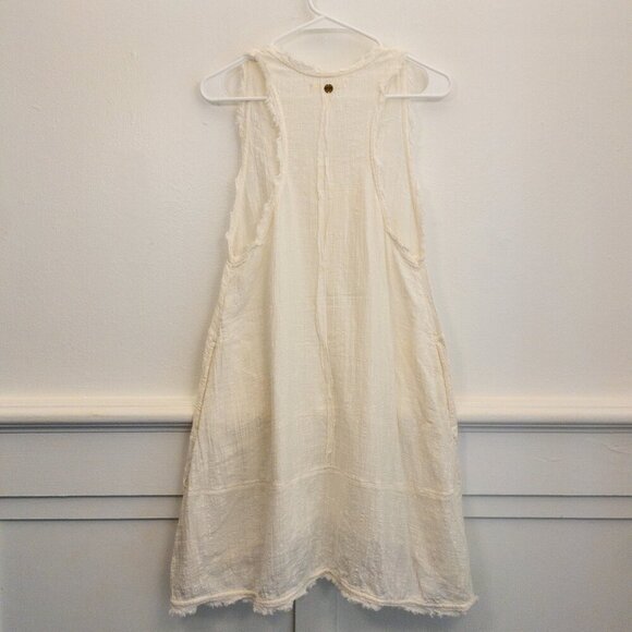 Rip Curl White Gauze Beach Dress – XS Boho Swim Cover-Up with Frayed Hem - Picture 2 of 3